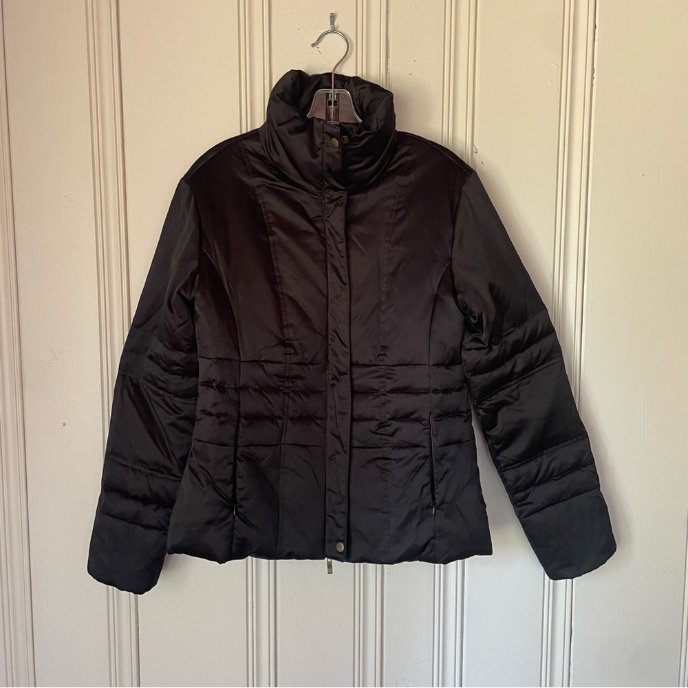 Zara Basic Black Puffer Fitted Jacket - image 1